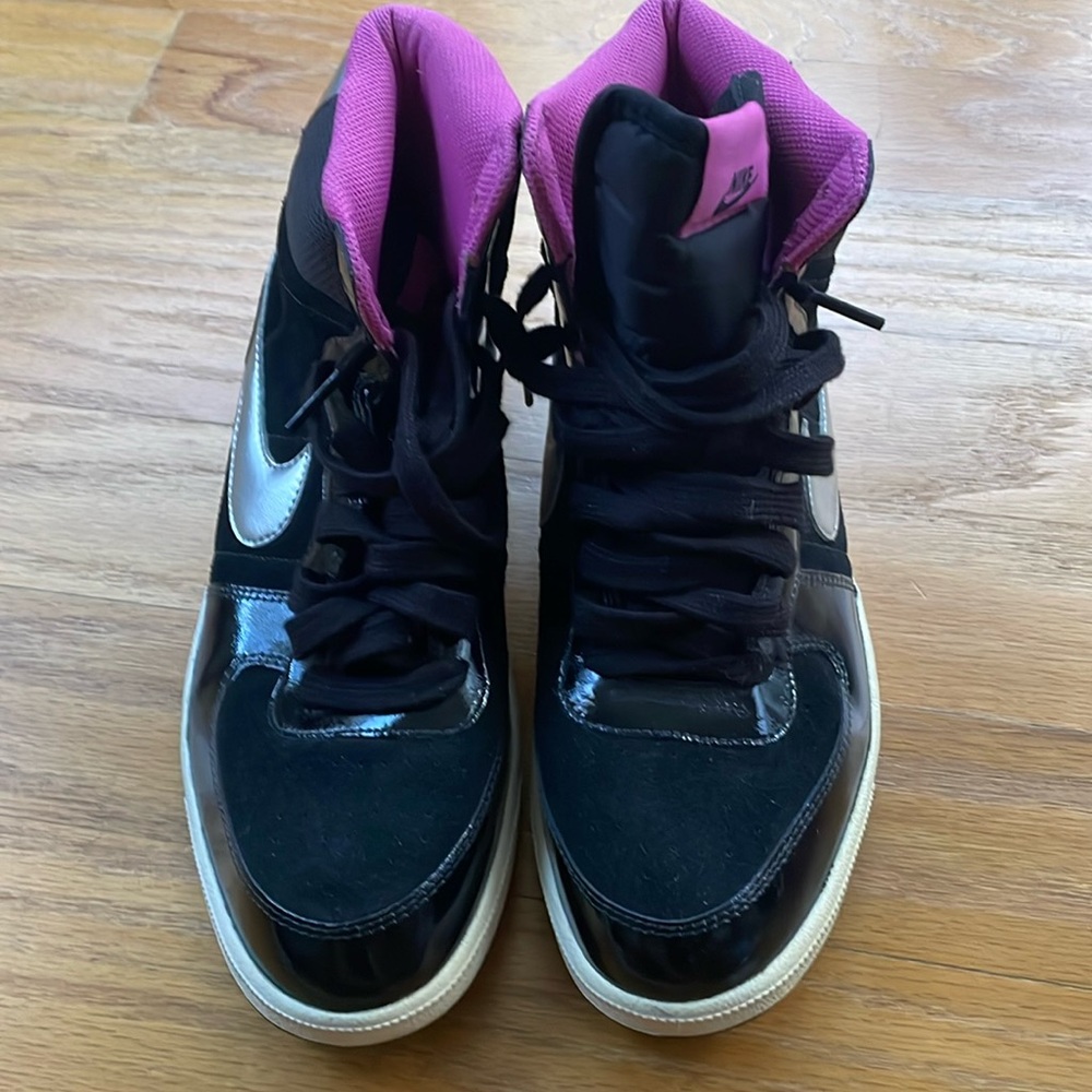 Size 11 - Nike Terminator Hi Black, Club Pink, Metallic Silver, White like new